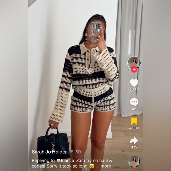 Zara Black and Cream Crochet Set - Picture 3 of 12